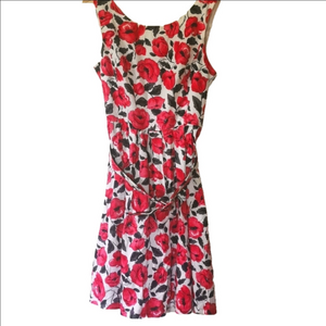 Glensport sleeveless A - line floral dress. Cotton with crinoline lined. Size 14